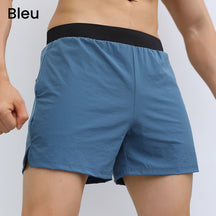 Shorts de sport pour hommes à taille élastique avec poches (soie glacée respirante)