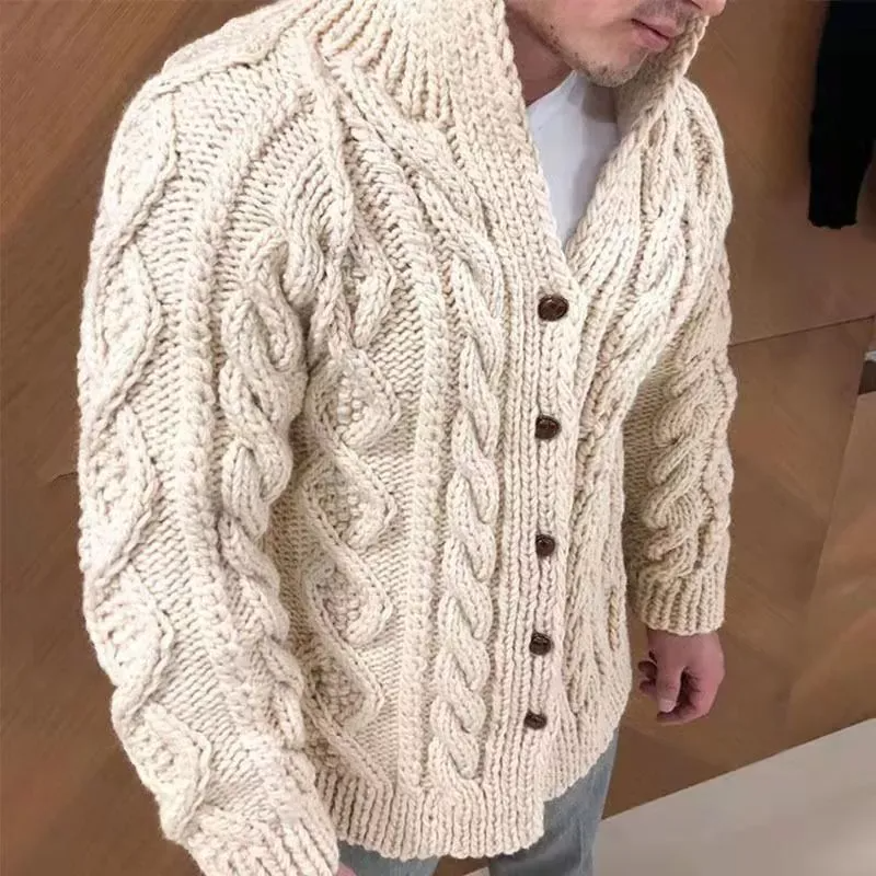 Cardigan en tricot décontracté à col montant pour hommes（Livraison gratuite）