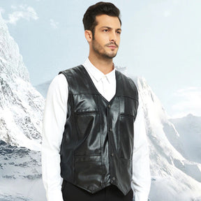 Gilet en cuir pour homme en peluche【Acheter 2 livraison gratuite】