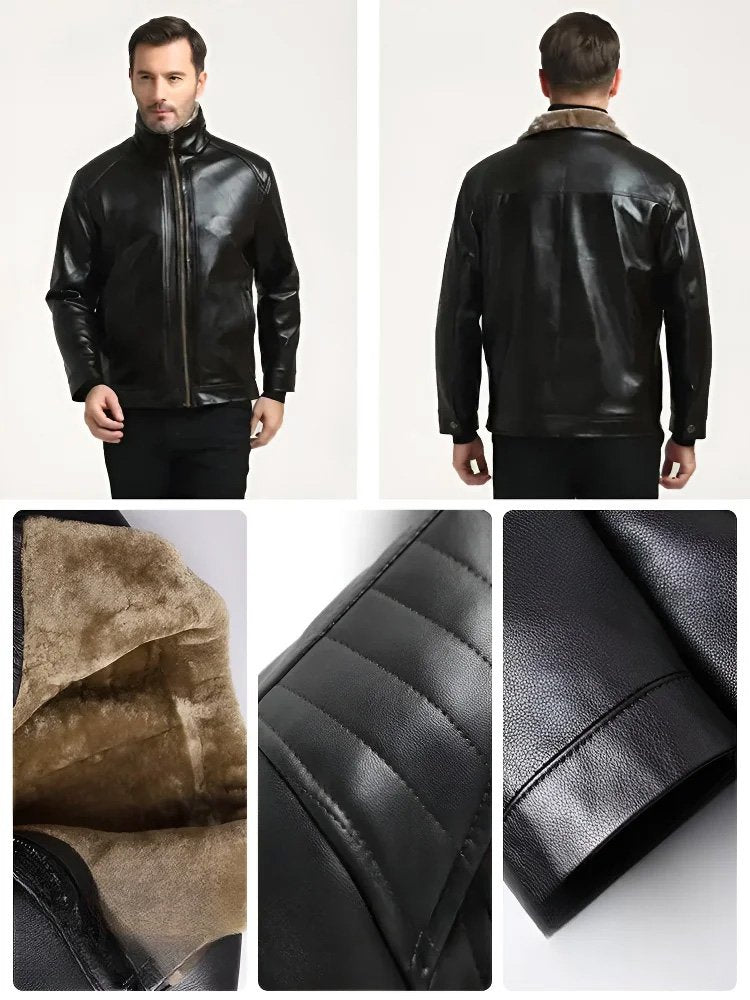 🔥 49% de réduction🔥【Cadeau parfait】🔥😎 Veste d'hiver en cuir polaire chic pour homme🍂