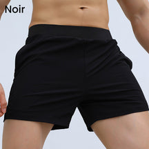 Shorts de sport pour hommes à taille élastique avec poches (soie glacée respirante)