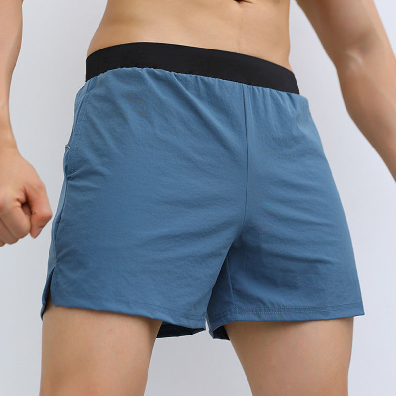 Shorts de sport pour hommes à taille élastique avec poches (soie glacée respirante)