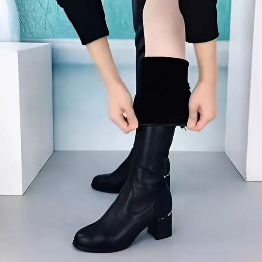 série automne hiver✨bottes en cuir chaudes pour femmes✨avoir l'air mince