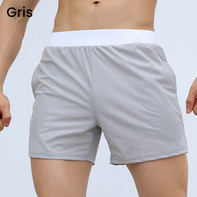 Shorts de sport pour hommes à taille élastique avec poches (soie glacée respirante)