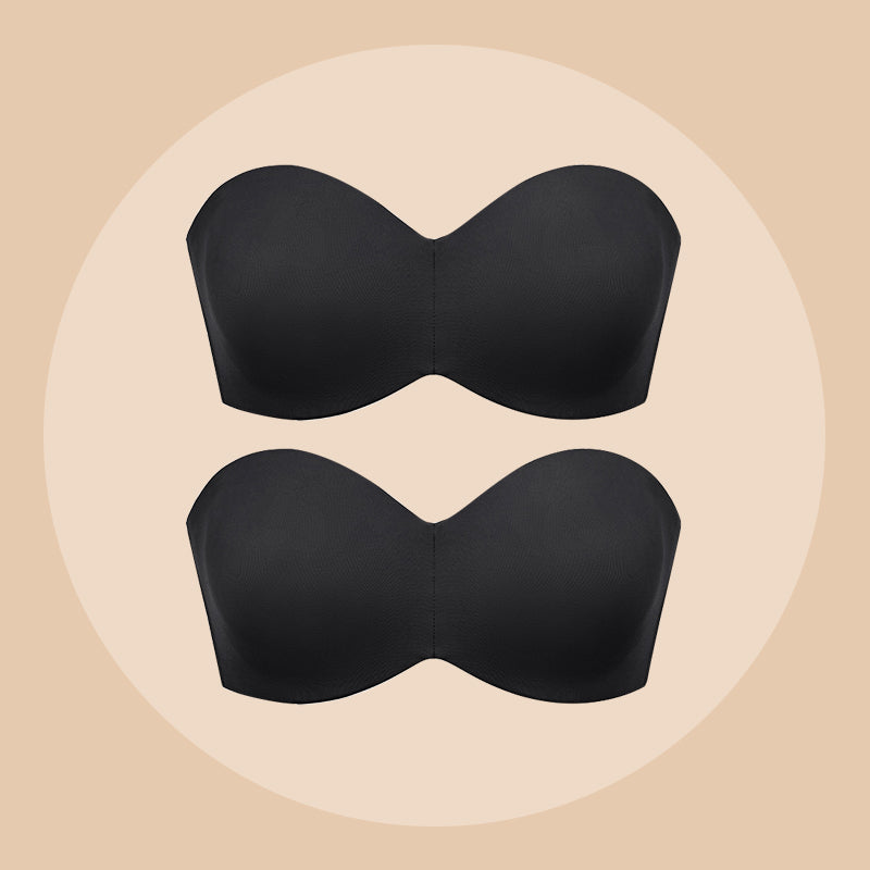 SheCurve® Full Support Non-Slip Convertible Bandeau Bra-Black