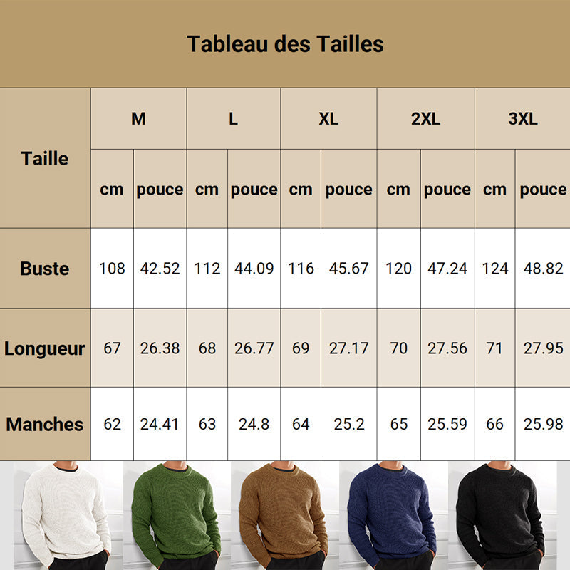 【Achetez-en 2 et bénéficiez de la livraison gratuite】Pull col rond tricoté de couleur unie