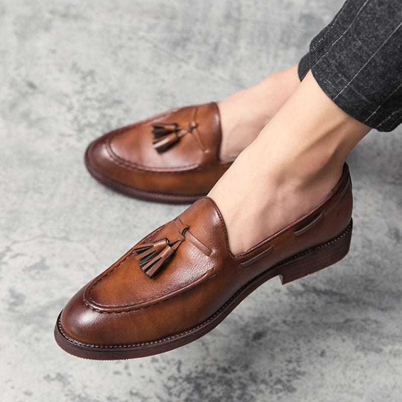 Chaussures en cuir décontractées à bout pointu pour hommes (🔥en cuir de vache véritable)