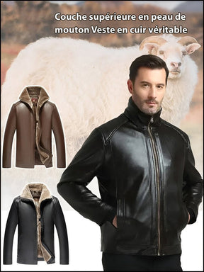 🔥 49% de réduction🔥【Cadeau parfait】🔥😎 Veste d'hiver en cuir polaire chic pour homme🍂