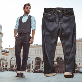 Jeans Droits Rétro Bleus pour Hommes