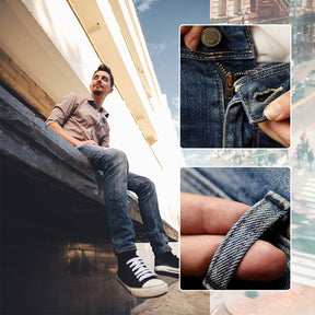 Jeans Droits Rétro Bleus pour Hommes