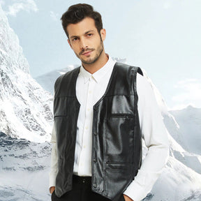 Gilet en cuir pour homme en peluche【Acheter 2 livraison gratuite】