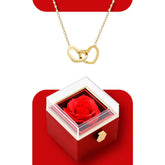 Collier Lovers Personnalisable Deux Cœurs + Coffret de Rose Éternelle Gratuit