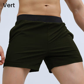 Shorts de sport pour hommes à taille élastique avec poches (soie glacée respirante)